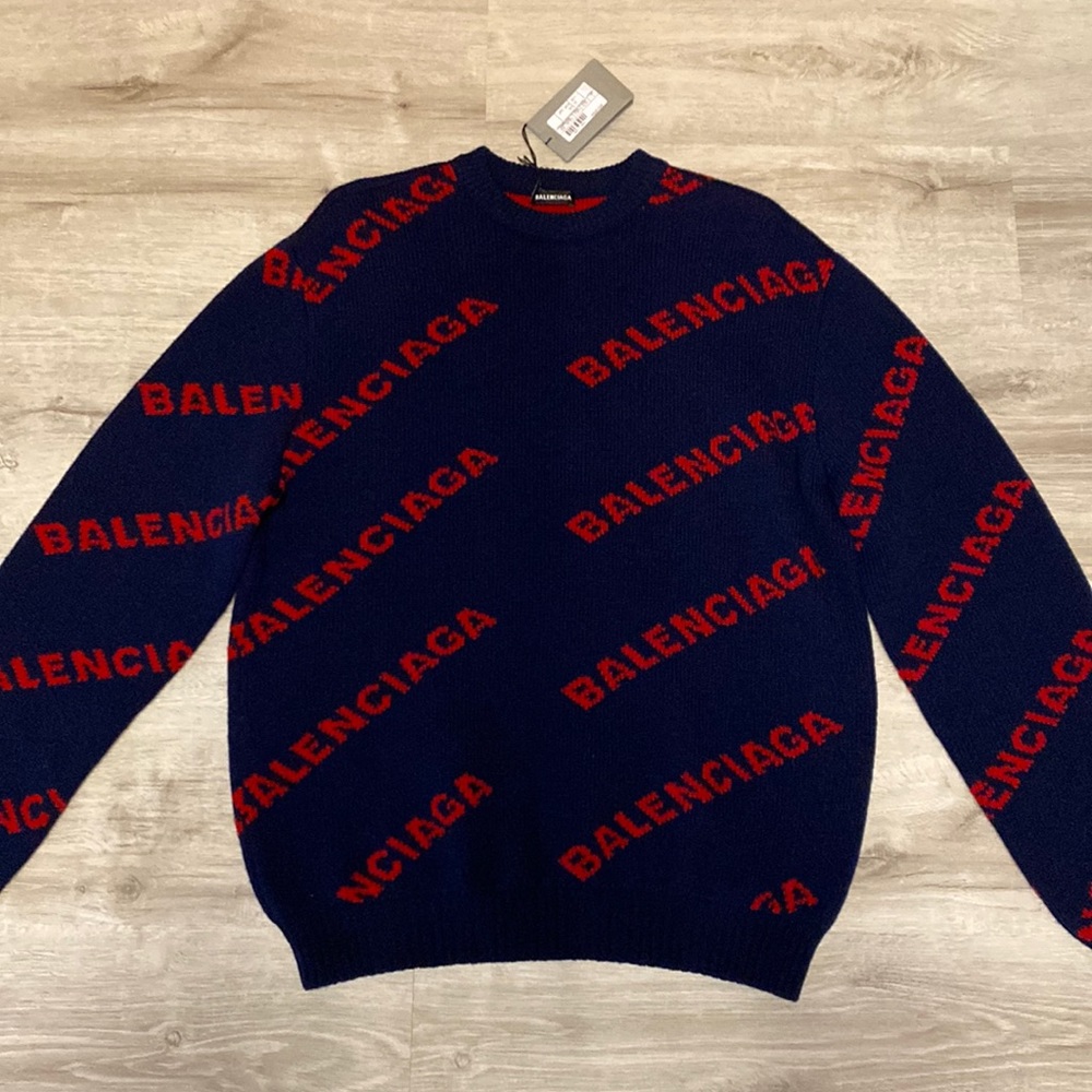 Balenciaga Sweater - Blue/Red - Large - Picture 3 of 11